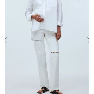 The Maternity Over-the-Belly '90s Straight Jean in Tile White